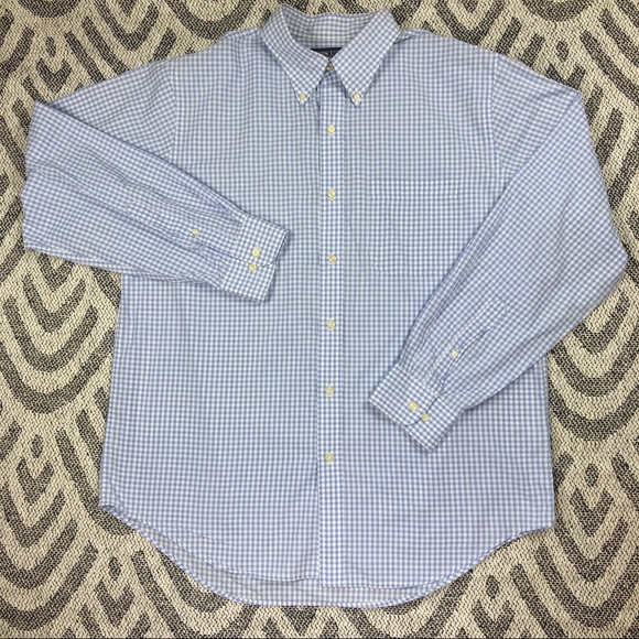 Lands End 16 - 16.5 Button Plaid Long Sleeve Shirt - Picture 3 of 8